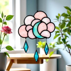 Mönster för drömfångare i målat glas - Suncatcher, digital mall PDF, SVG, PNG