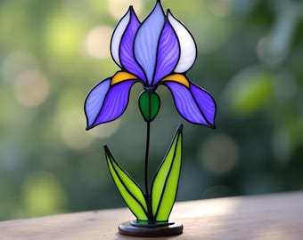 Iris Stained Glass Pattern – Flower Panel, DIY Craft (pdf, svg, png, jpg)
