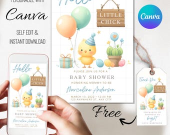 Little Chick Baby Shower Invitation: Farm Animal Theme (Digital)