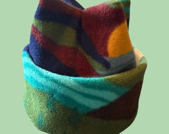 Gorro polar con estampado retro de naturaleza, doble capa, gorro de invierno cálido - Valley Creek Nature (para recién nacidos y niños)
