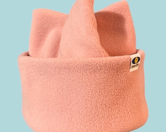 Handmade Fleece Snow Beanie: Retro Ski Hat