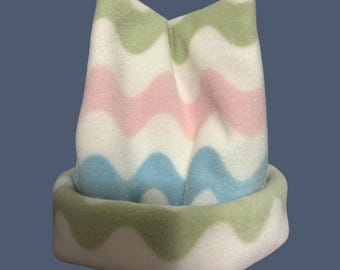 Snow Club - Handmade in BC! RETRO Anti-Pill Polar Fleece 4 Point / Crown Snowboard / Ski Tuque / Beanie / Hat - Double Layer / Soft & Cozy!