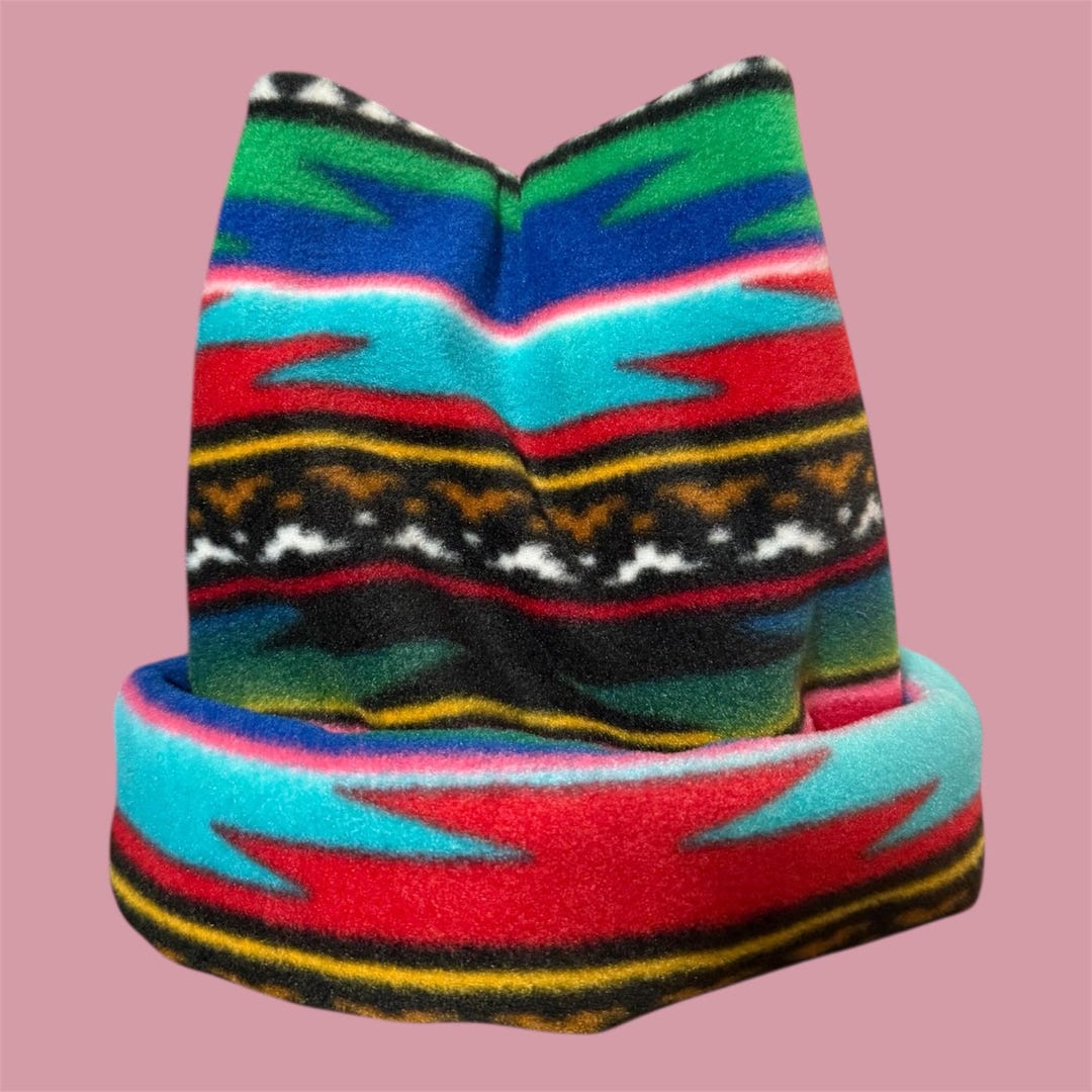 Retro Fleece Beanie: Aztec Print, Double Layer Snowboard Ski Hat - Etsy