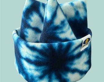 Gorro de invierno retro para bebé / Gorro de forro polar / Gorro de cuatro puntas para niño / Gorro cálido de doble capa - Teñido Shibori (desde recién nacido hasta niño)