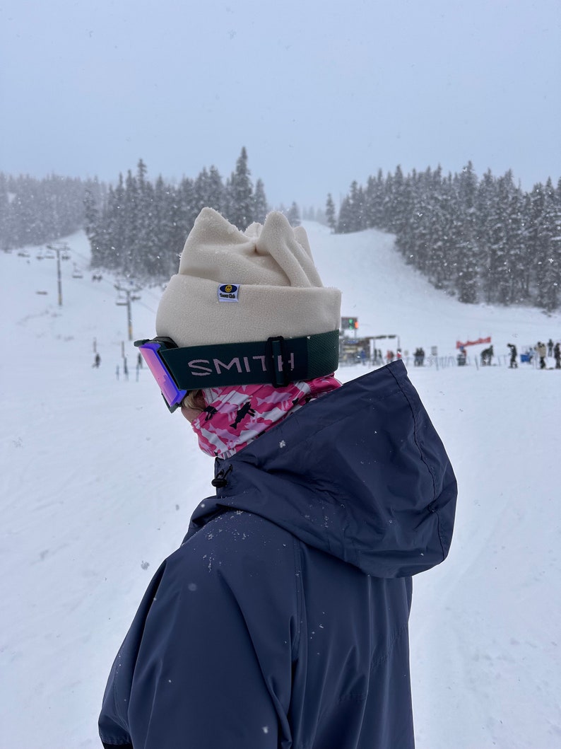 Snow Club Fait main en Colombie-Britannique Polaire RETRO 4 points anti-boulochage / Snowboard Crown / Tuque de ski / Bonnet / Bonnet Double couche / Doux et confortable image 6
