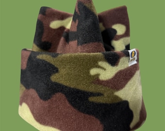 Gorro de forro polar retro - Gorro de cuatro puntas con estampado de camuflaje, doble capa