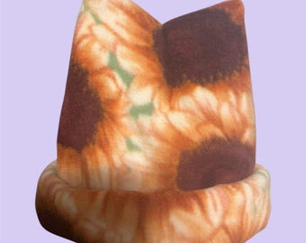 Gorro de forro polar retro, gorro de girasol de 4 puntas - Doble capa