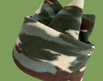 Retro Camo Fleece Beanie: Handmade Double Layer Ski Hat