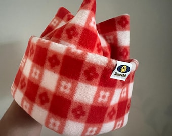 Snow Club - Handmade in BC! RETRO Anti-Pill Polar Fleece 4 Point / Crown Snowboard / Ski Tuque / Beanie / Hat - Double Layer / Soft & Cozy!