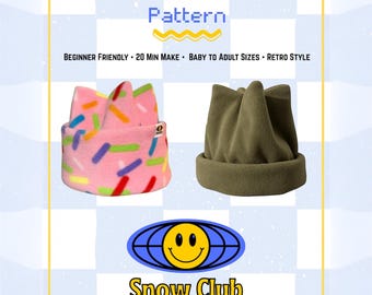 Retro 4 Point Beanie Sewing Pattern (PDF Download) | Fleece Hat Pattern | Beginner Sewing Pattern | DIY Ski Beanie | Snowboard Hat