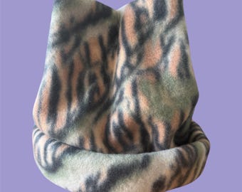 Gorro de forro polar retro - Gorro de camuflaje de tigre de doble capa y cuatro puntas