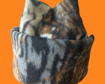 Gorro de lana retro de 4 puntas: gorro de snowboard/esquí hecho a mano - Camuflaje animal abstracto