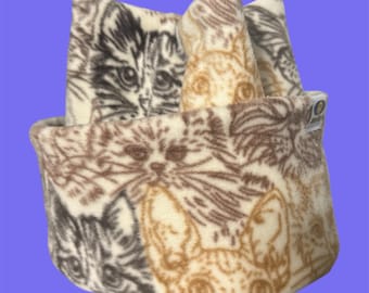 Gorro polar retro - Gorro de doble capa con estampado de gato