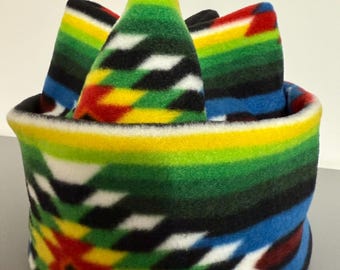 Snow Club - Handmade in BC! RETRO Anti-Pill Polar Fleece 4 Point / Crown Snowboard / Ski Tuque / Beanie / Hat - Double Layer / Soft & Cozy!