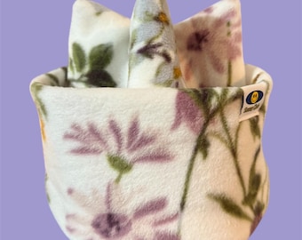 Floral Fleece Beanie - Double Layer Anti-Pill Hat