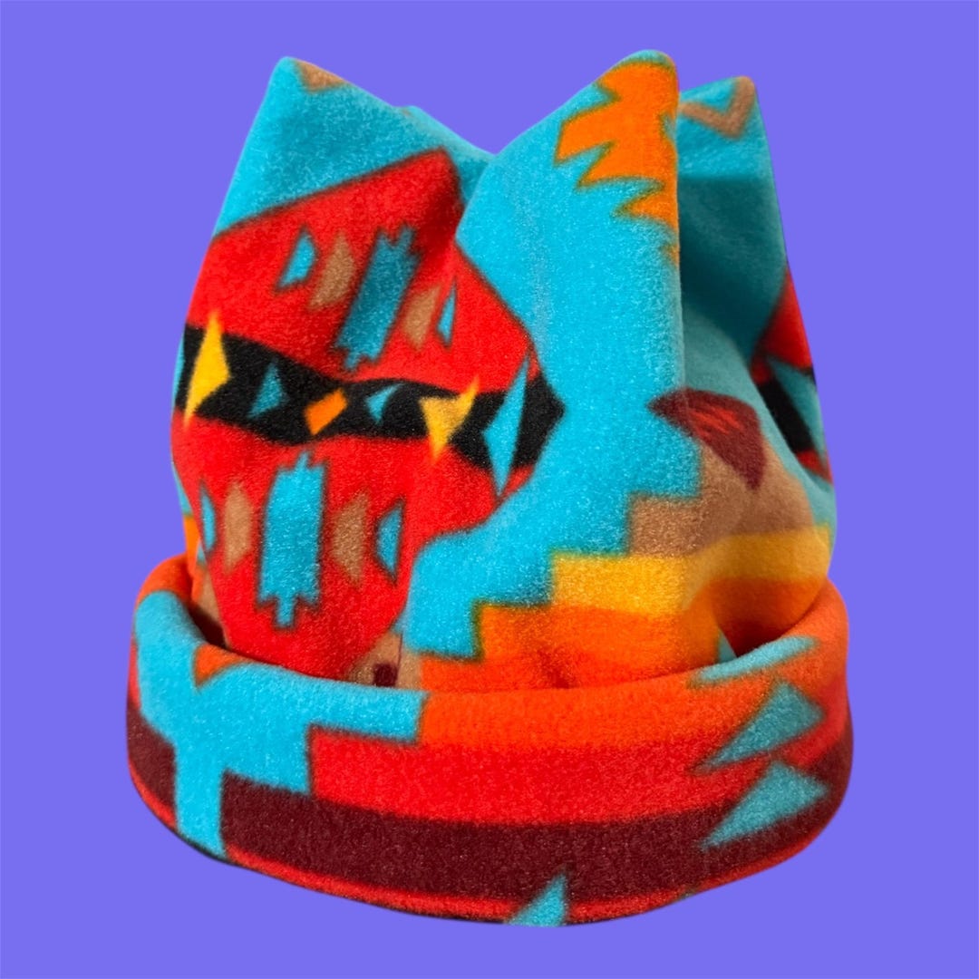 Retro Fleece Beanie: Aztec Print, Double Layer Snowboard Ski Hat - Etsy