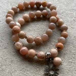 Sunstone Beaded Bracelet for Women 8mm | Set of Two