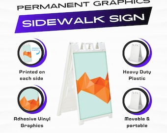 Custom White Heavy duty sidewalk sign - Signicade A-Frame (Permenant) - Free Design and Fast Shipping