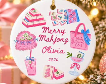 Merry Mahjong Personalized 2026 Ceramic Ornament, Custom Name & Year