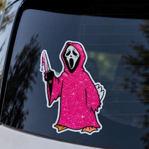 ガチョウのホラーステッカー、不気味なマスクステッカー、グリッターハロウィンステッカー、スラッシャーダックデカール、ウォーターボトルラップトップステッカー、キスカットビニールデカール
