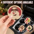 Christmas Sugar Cookie Car Coasters, Car Accessories, Tree Snowman Reindeer Heart, Cute Stocking Stuffer