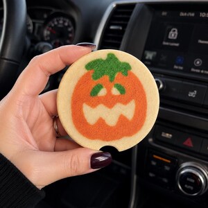 Halloween Sugar Cookie Car Coasters | Nostalgic Halloween Cookie Inspired Coasters, Cute Car Decor Gift, Sandstone