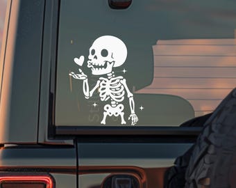 Skeleton Kiss Car Window Vinyl Decal