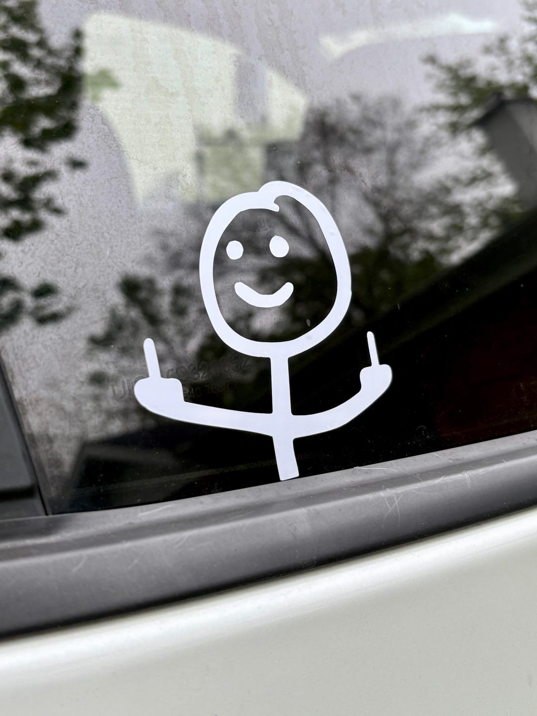 Middle Finger Car Rim Funny Stick Figure Middle Finger Car Vinyl Decal | Funny Car Accessory ...