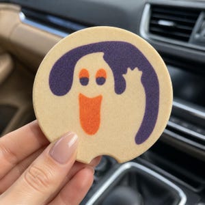 Halloween Sugar Cookie Car Coasters | Nostalgic Halloween Cookie Inspired Coasters, Cute Car Decor Gift, Sandstone
