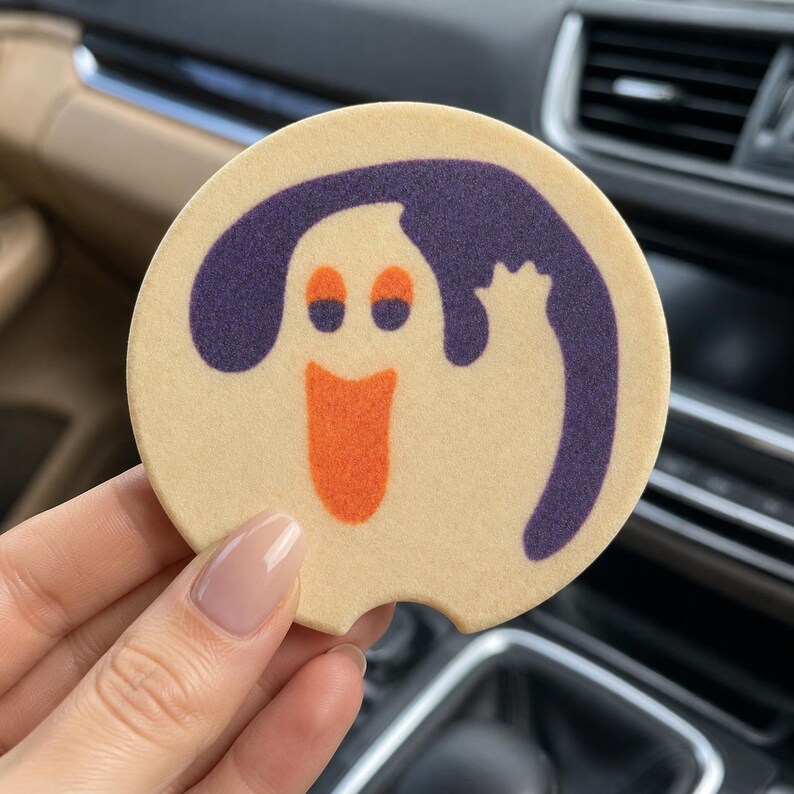 Halloween Sugar Cookie Car Coasters | Nostalgic Halloween Cookie Inspired Coasters, Cute Car Decor Gift, Sandstone