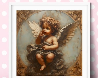 Canvas Victoriaanse cupido: vintage muurkunst cherubijn