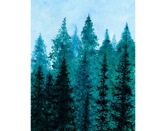 Misty Forest In Watercolor | Giclée Print