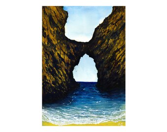 Coastal Rock In Watercolor | Giclée Print