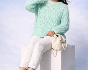 Knitting pattern for the Julia Sweater with a 3D pattern and a Japanese shoulder (knitting needles)/digital download/download in PDF format. Language: Russian Ukrainian