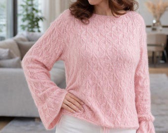 INSTANT DOWNLOAD PDF knitting pattern for the women's knitted jumper "Pearl" difficulty level: intermediate