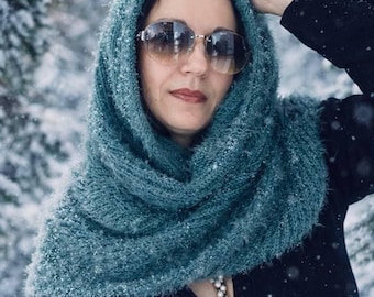 Knitting pattern for a scarf-hood (knitting needles)/digital download/download in PDF format. Language: Russian Ukrainian