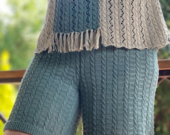 PDF Master class on knitting SHORTS with knitting needles | Women's knitted shorts | Digital file | Level: intermediate