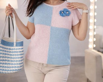 Description of knitting the Fantasy top using the INTARSIA technique (with needles) + Flower (with crochet hook) Language Russian Ukrainian