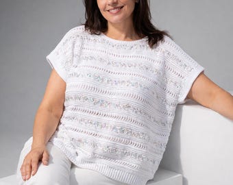 Summer Top-Vest. Knitting pattern (with knitting needles). Instant digital download/PDF. Language: Russian/Ukrainian. Sizes from S to XXL.