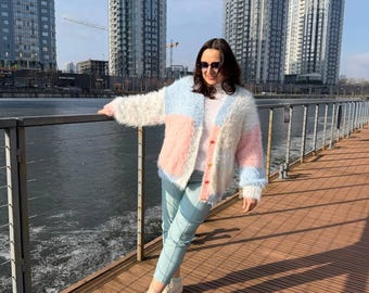 MARSHMELLOW Cardigan Master Class - Color Block Knitting, PDF + Video Tutorials Language: Ukrainian Russian