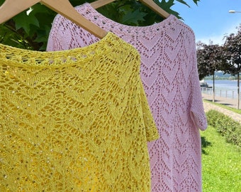 Knitting pattern - Knitted top pattern for the SAKURA-Top with a custom PDF pattern. Summer pattern for women, size 2.