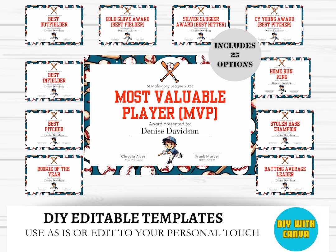 Editable Tball Certificate Award Ceremony Certificates Etsy