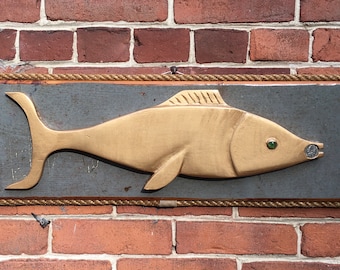 Cape Cod Beach Unique Handmade  Wall Decor The Matthew Fish Quaker gray Antique Materials