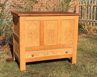Oak Chest 17th century style hand carved & joined
