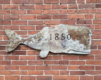 Nautical Beach Decor Unique Handcrafted  Seaside Wood Whale Wall Art Moby Dick