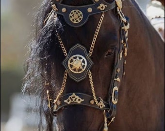 Horse Bridle in vintage Style with Free Fancy Horse Bit as a gift , Fancy horse bridle , Spanish Horse Bridle , Fancy Horse Halter