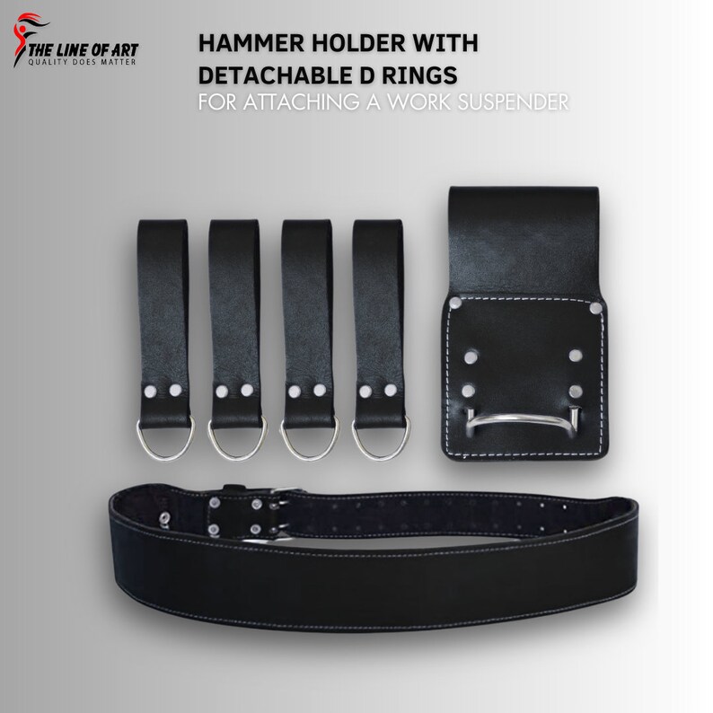 TLA Leather Tool Belt With Leather Work Suspender Padded & Pocket