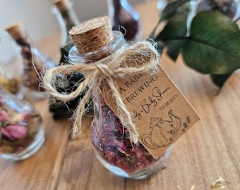 Baby Shower Tea Favors | Tea for Two | Wedding Tea Favors in Glass Bottles | Custom Bridal Tea Party Gifts |  Unique Tea Gifts for Guest