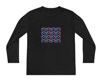 Youth Long Sleeve Tee - Neon Gaming Controller