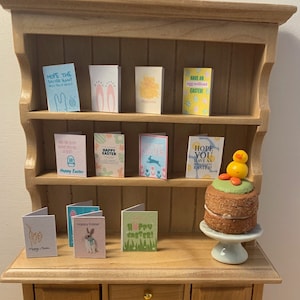 CASA DE MUÑECAS Escala 1:12 Juego de 12 tarjetas de Pascua modernas hechas a mano